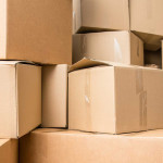 R&B Removals stacked cardboard boxes
